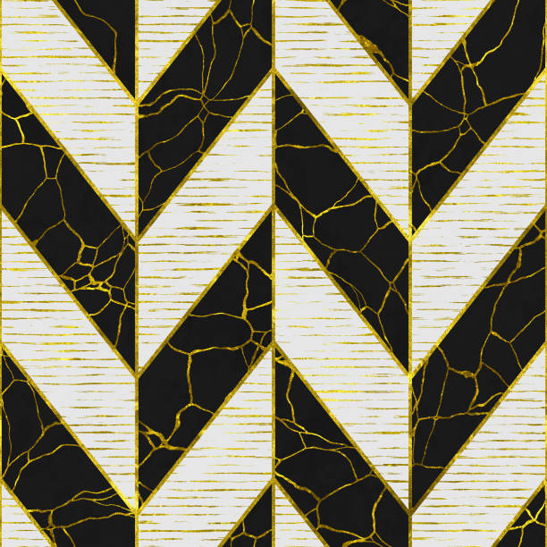 istock Marble  and gold color seamless texture with geometric pattern 1141661121
