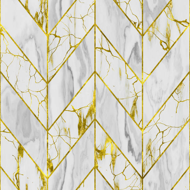 istock Marble  and gold color seamless texture with geometric pattern 1141662449