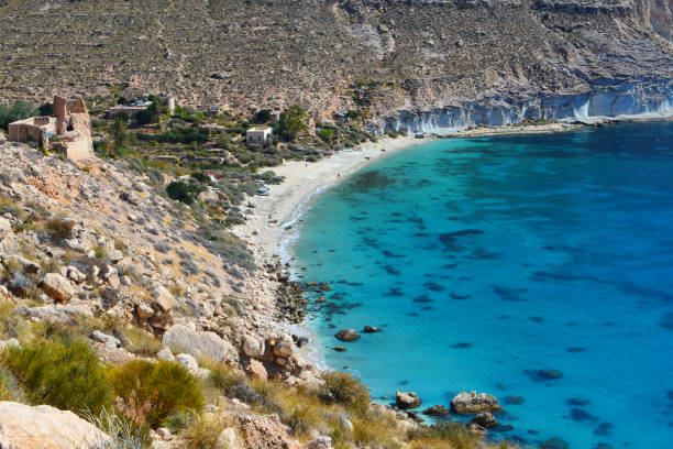 Beach of Cala San Pedro in the natural park Cabo de Gata, Andalusia, Spain