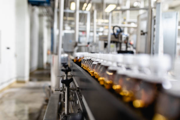 istock Production line for juice bottling 1141664879