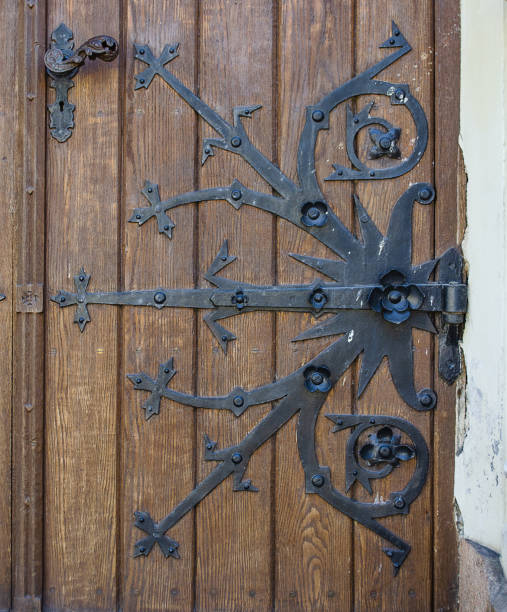 old closed beautiful door. - pomorskie province imagens e fotografias de stock