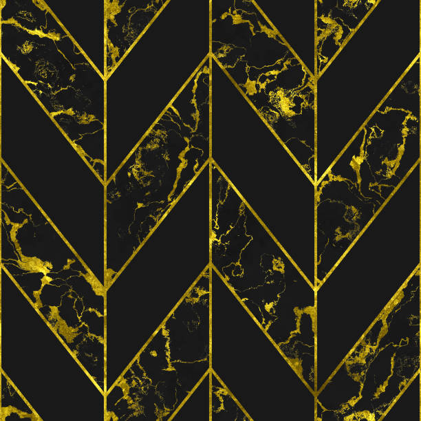 istock Marble  and gold color seamless texture with geometric pattern 1141666109