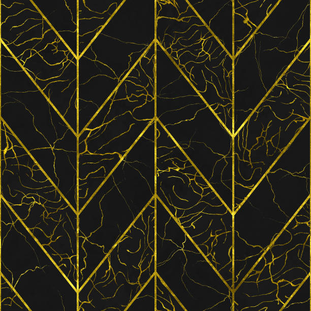 istock Marble  and gold color seamless texture with geometric pattern 1141666110