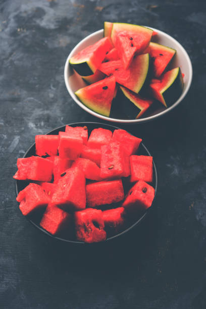istock Watermelon / tarbooj fruit cube slices served in a bowl. selective focus 1141666228