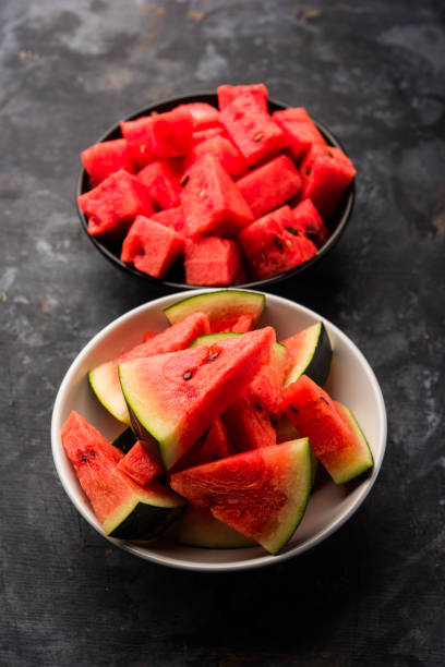 istock Watermelon / tarbooj fruit cube slices served in a bowl. selective focus 1141666293