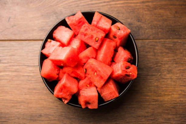 istock Watermelon / tarbooj fruit cube slices served in a bowl. selective focus 1141666896