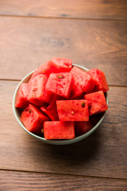 istock Watermelon / tarbooj fruit cube slices served in a bowl. selective focus 1141667996