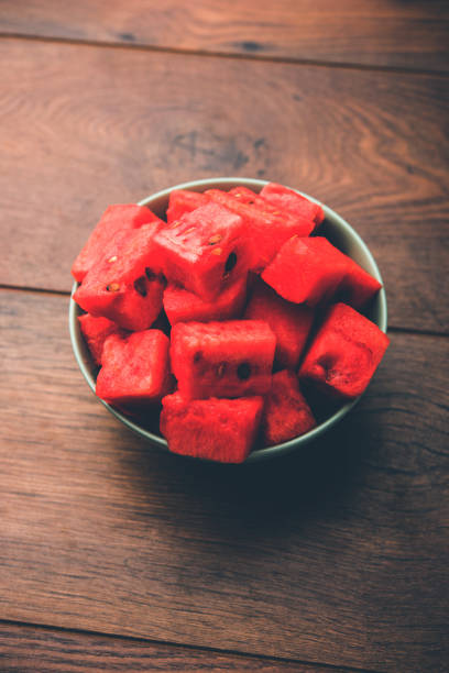 istock Watermelon / tarbooj fruit cube slices served in a bowl. selective focus 1141668015