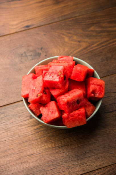 istock Watermelon / tarbooj fruit cube slices served in a bowl. selective focus 1141668065