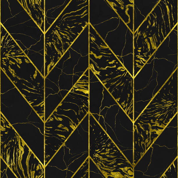 istock Marble  and gold color seamless texture with geometric pattern 1141668353