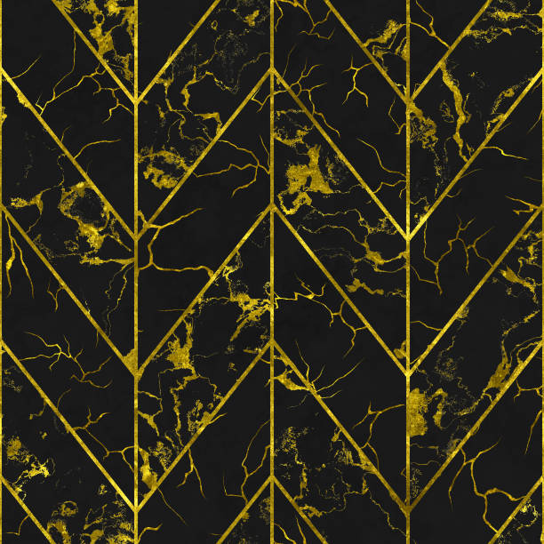 istock Marble  and gold color seamless texture with geometric pattern 1141668423