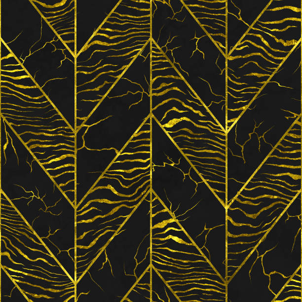 istock Marble  and gold color seamless texture with geometric pattern 1141668425