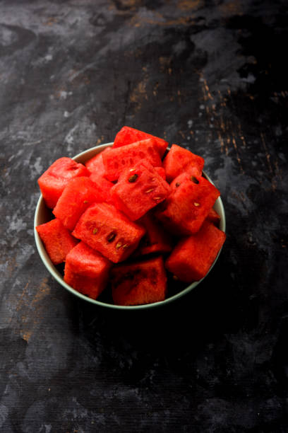 istock Watermelon / tarbooj fruit cube slices served in a bowl. selective focus 1141668597