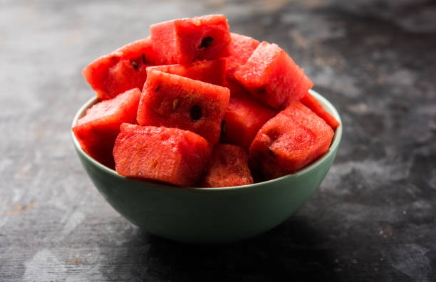 istock Watermelon / tarbooj fruit cube slices served in a bowl. selective focus 1141668721