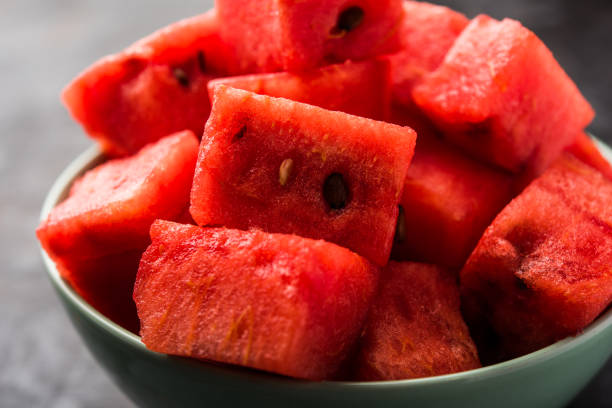 istock Watermelon / tarbooj fruit cube slices served in a bowl. selective focus 1141669374