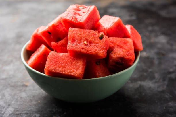 istock Watermelon / tarbooj fruit cube slices served in a bowl. selective focus 1141669648