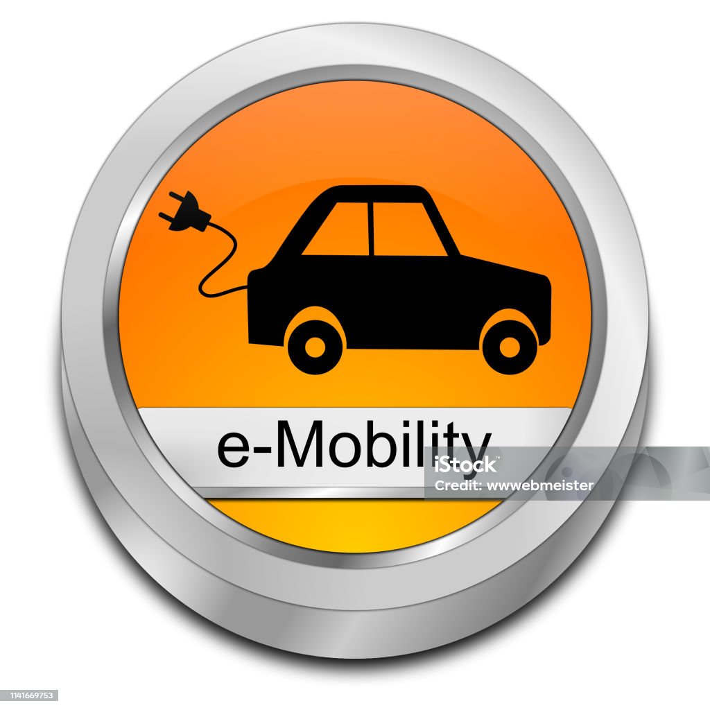 e-Mobility Button - 3D illustration orange e-mobility button - 3D illustration Alternative Fuel Vehicle Stock Photo