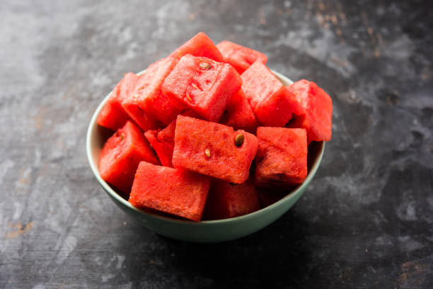 istock Watermelon / tarbooj fruit cube slices served in a bowl. selective focus 1141669756