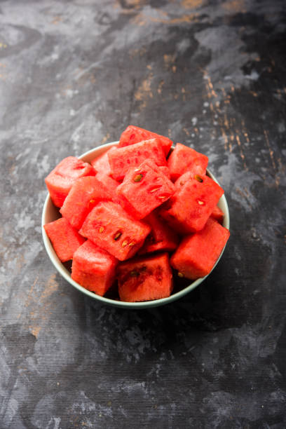 istock Watermelon / tarbooj fruit cube slices served in a bowl. selective focus 1141669874