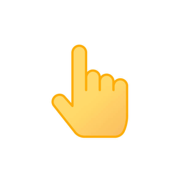 указательный палец вектор значок, плоский мультфильм линии смайлик большого пальца точки жест символ изолированы на белом пиктограмма зна - human thumb click human hand communication stock illustrations