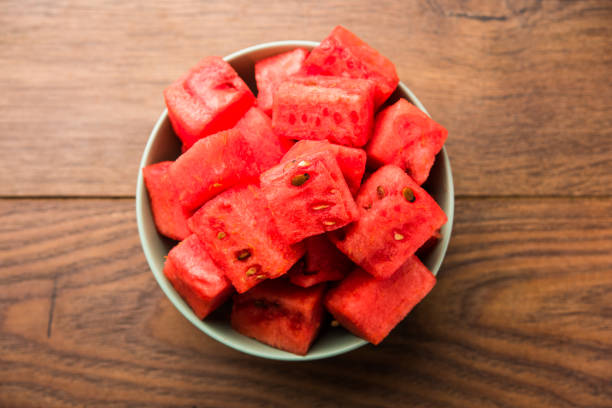istock Watermelon / tarbooj fruit cube slices served in a bowl. selective focus 1141671319