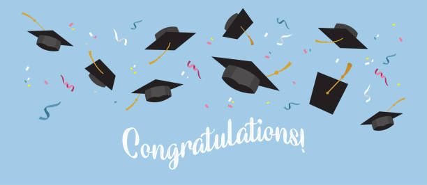 Graduating black caps up in the air-vector Graduating black caps up in the air-vector illustrations pics for graduation free stock illustrations