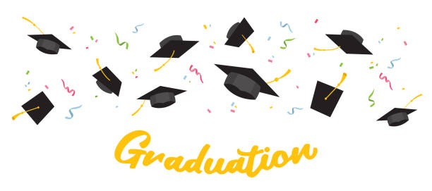 Graduating black caps up in the air-vector Graduating black caps up in the air-vector illustrations pics for graduation free stock illustrations