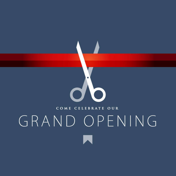 wielki projekt zaproszenia na otwarcie - opening ribbon cutting opening ceremony stock illustrations