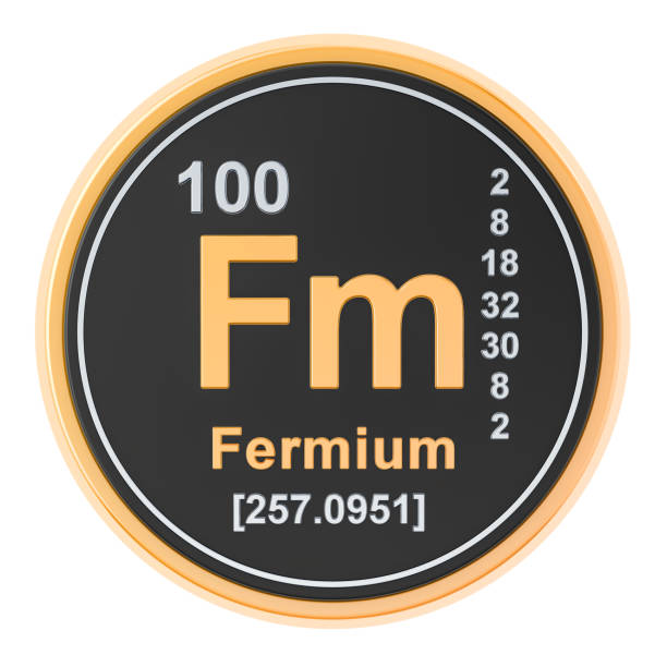 Fermium Fm chemical element. 3D rendering isolated on white background Fermium Fm chemical element. 3D rendering isolated on white background fermium stock pictures, royalty-free photos & images