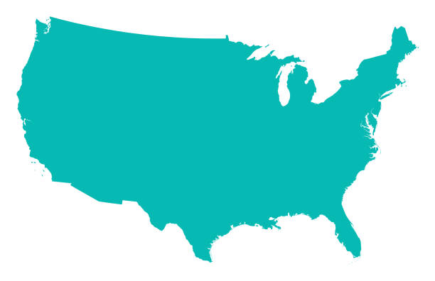 szczegółowa mapa stanów zjednoczonych ameryki - usa stock illustrations