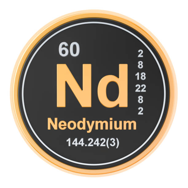 istock Neodymium Nd chemical element. 3D rendering isolated on white background 1141674639
