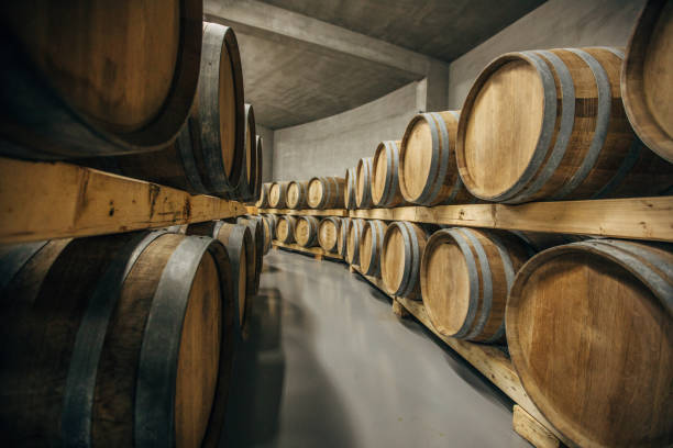 istock Bunch of wine casks in a row 1141674995