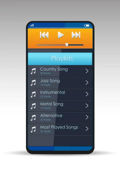 Vector illustration of Music App on Smartphone