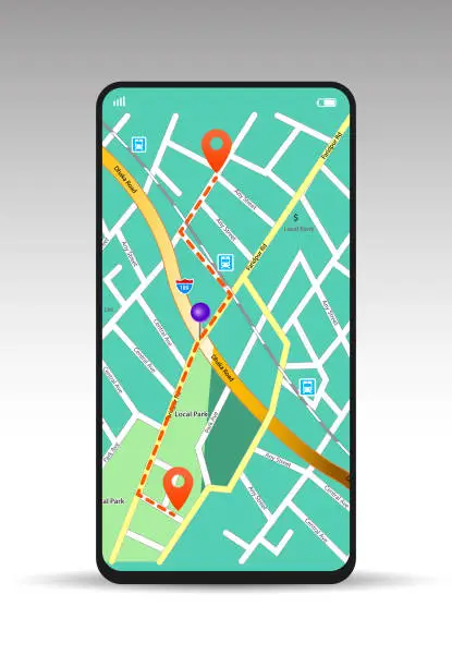 Vector illustration of Navigation and location on Smartphone