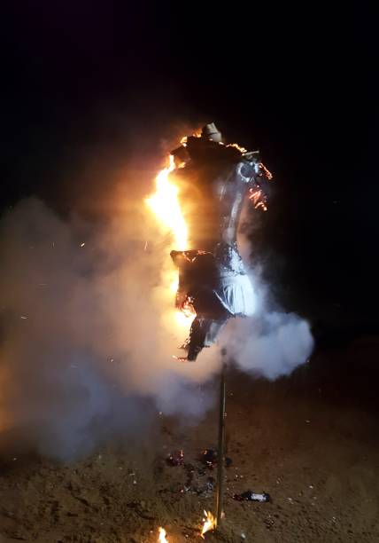 istock Mannequin burning in fire 1141677750