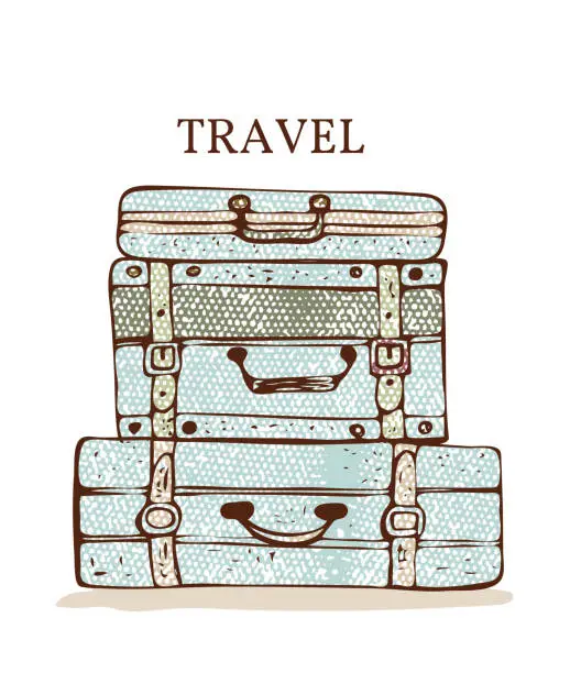 Vector illustration of Travel Suitcases Vector. Textured illustration of a suitcase