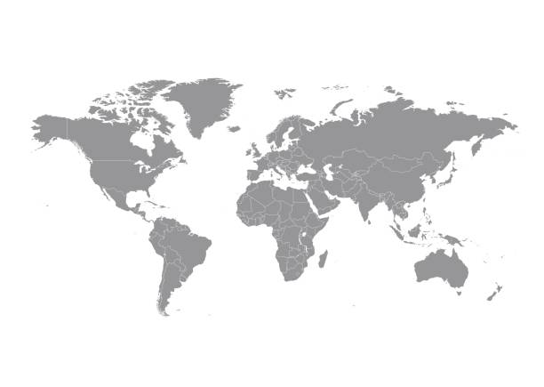 illustrazioni stock, clip art, cartoni animati e icone di tendenza di mappa del mondo con vettore paesi - mondo