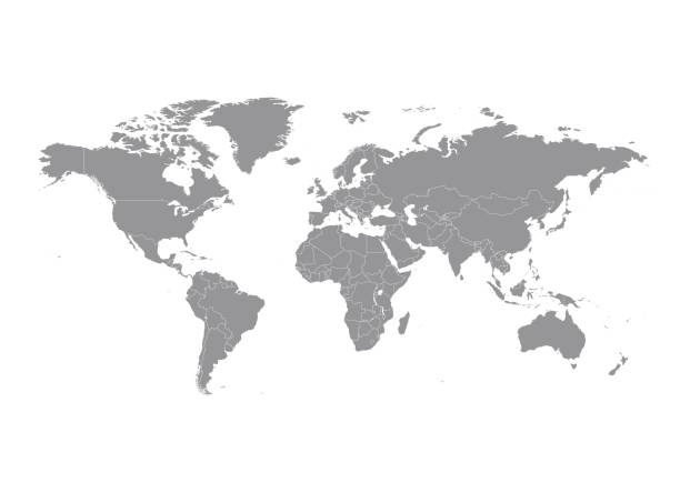 World map with countries vector World map with countries vector art europe map white stock illustrations