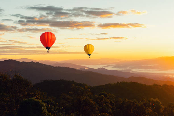 istock Sunset Mountain View has a floating balloon in the sky. 1141678647