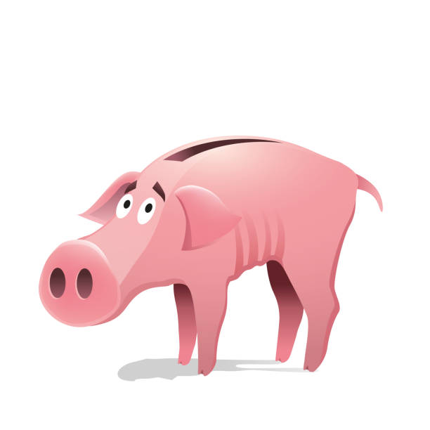 おかしい病態貯金箱。ベクトルイラストレーション - slim piggy bank cartoon currency点のイラスト素材／クリップアート素材��／マンガ素材／アイコン素材