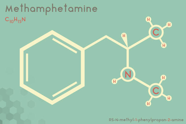 illustrations, cliparts, dessins animés et icônes de infographie de la molécule de méthamphétamine - meth lab