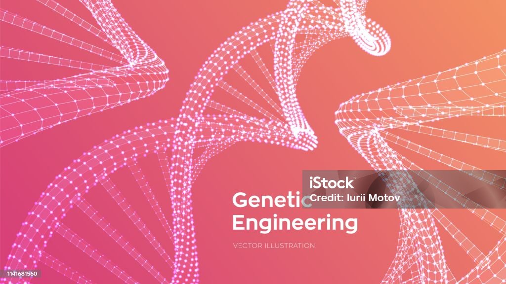 Editable Dna Structure Dna Sequence Wireframe Dna Molecules Structure Mesh Dna Code Editable ...