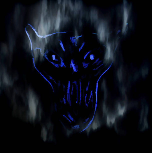 istock Digital illustration art. Wolf shape in dark gray background. 1141682381