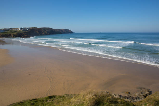 istock Perranporth beach North Cornwall view out to sea 1141685514