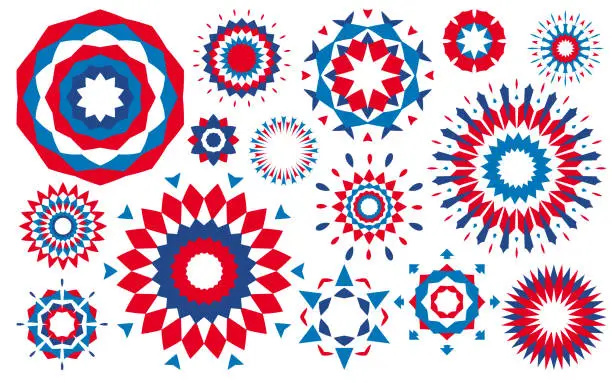 Vector illustration of Fourth of July Independence Day Fireworks Abstract Patriotic Design Elements