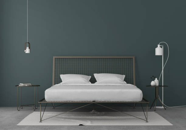 istock Bedroom interior with a metal bed 1141689061