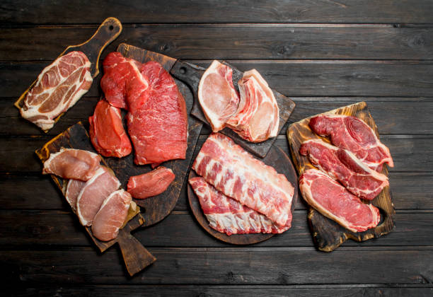 istock Raw meat. Different kinds of pork and beef meat. 1141690105