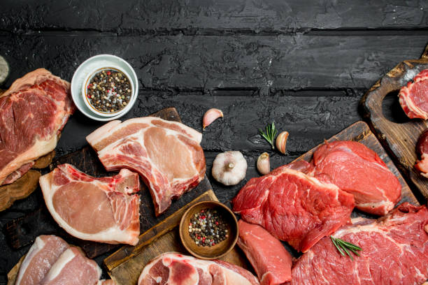 istock Raw meat. Different kinds of pork and beef meat. 1141690196