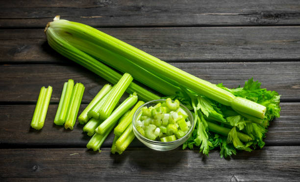istock Fresh juicy celery in a bowl. 1141691877