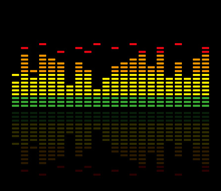 Colorful music equalizer on a black background. Vector illustration.